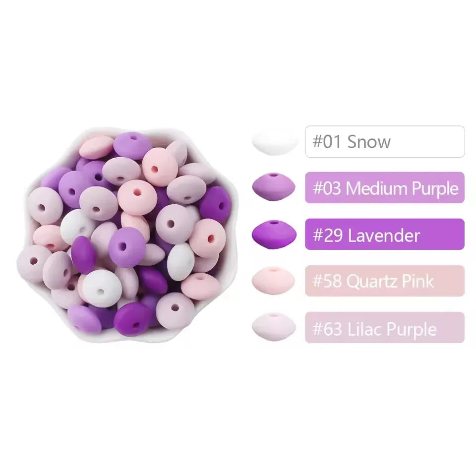 100/50/20Pcs 12mm Siilcone Beads Lentil Loose Spaced Bead for Jewelry Making DIY Beaded Bracelets Necklace Keychain Accessories