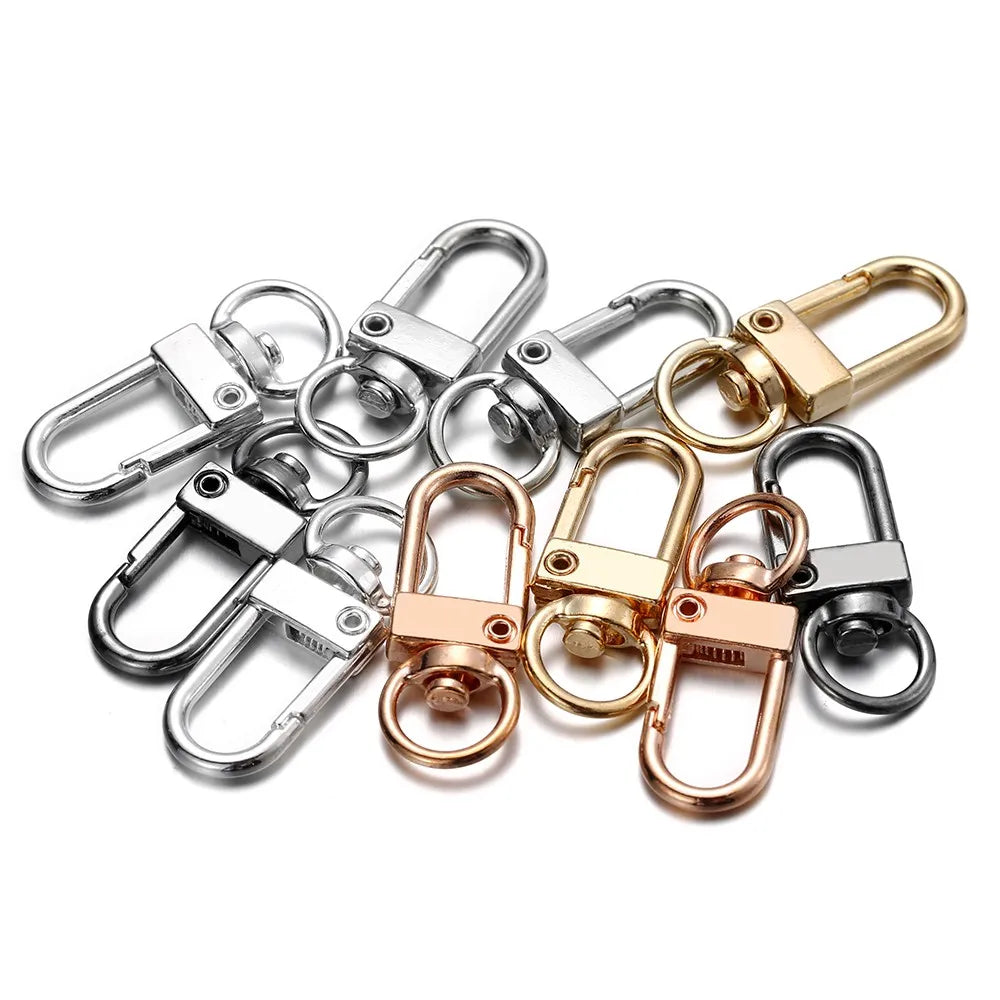 10pcs/lot Rotating Dog Buckle Gold Color Rhodium Metal Lobster Clasps Hooks For DIY Jewelry Making Key Ring Chain Accessories ﻿