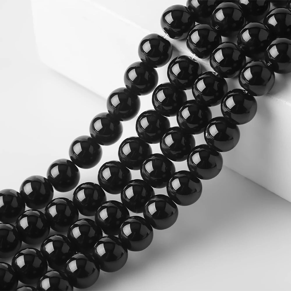 4 6 8 10mm Natural Stone Black Obsidian Bead Polished Round Loose Spacer Bead For Jewelry Making Diy Necklace Bracelet Accessory