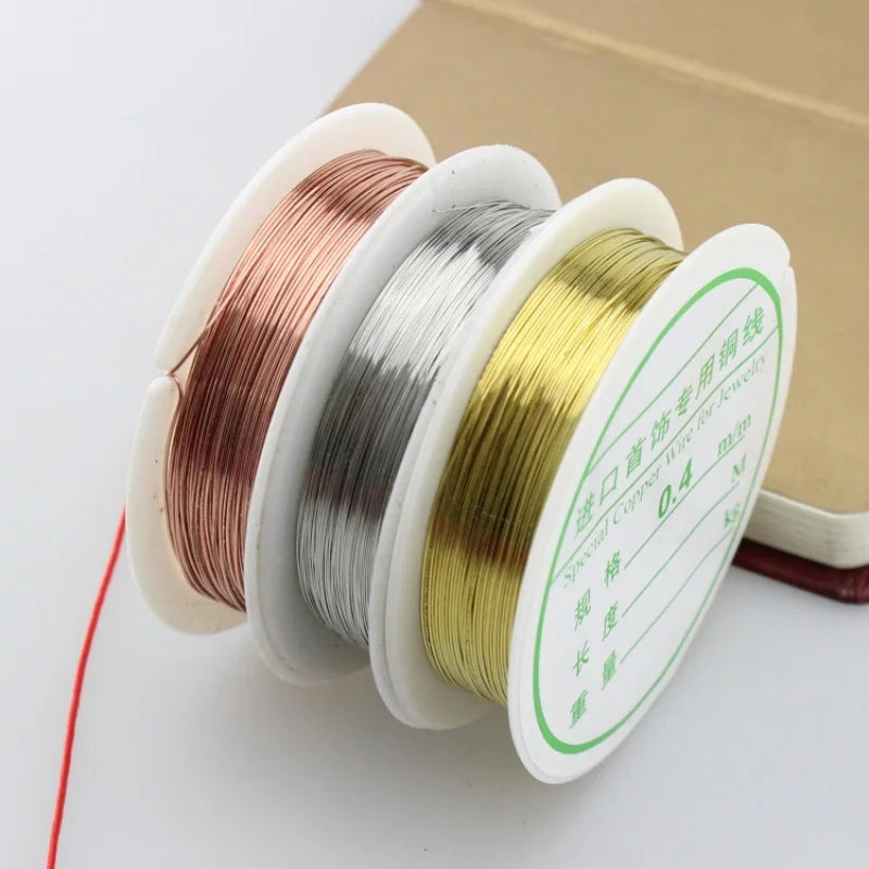 1 Roll 0.2/0.3/0.4/ 0.5/ 0.6/0.8mm Sturdy Copper Wire DIY Beading Wire Bracelet Necklace Jewelry Making Accessories Cords Thread