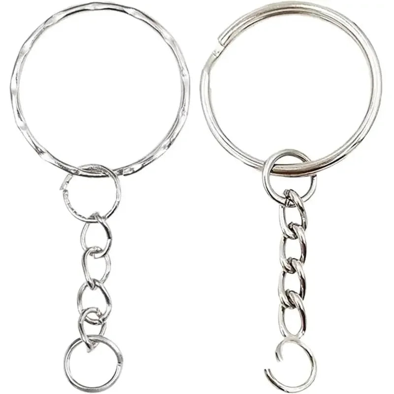 50/100pcs Stainless Steel Metal Blank Keyring Keychain Split Rings DIY Keyfob Keys Ring Lobster Clasp Key Pendant Chains Buckles