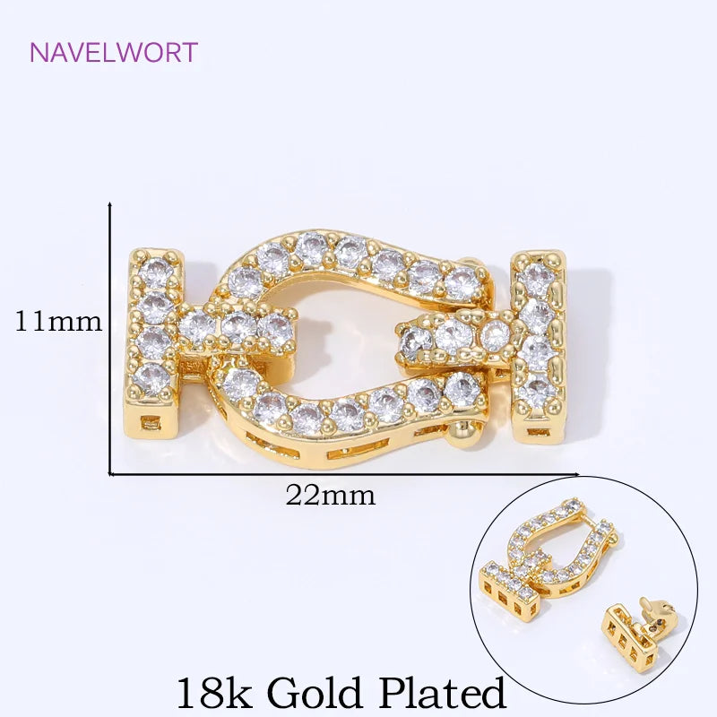18K Gold Plated Brass Jewelry Clasps For Bracelets Making,With Zircon Connector Clasp,Locks For Jewelry,DIY Necklace Accessories