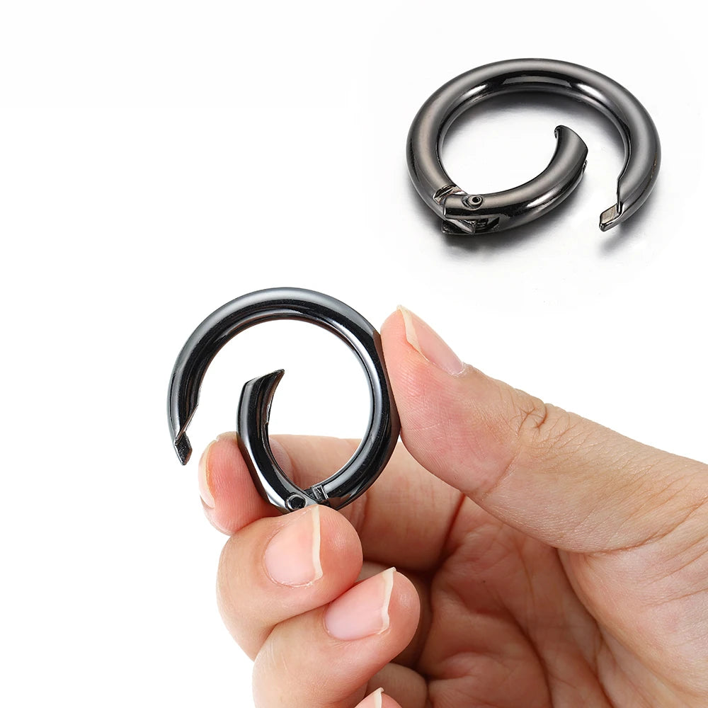5pcs Round Spring Clasp Keychain Ring Openable Carabiner Hook Buckle Connector for DIY Jewelry Making Phone Bag Accessories