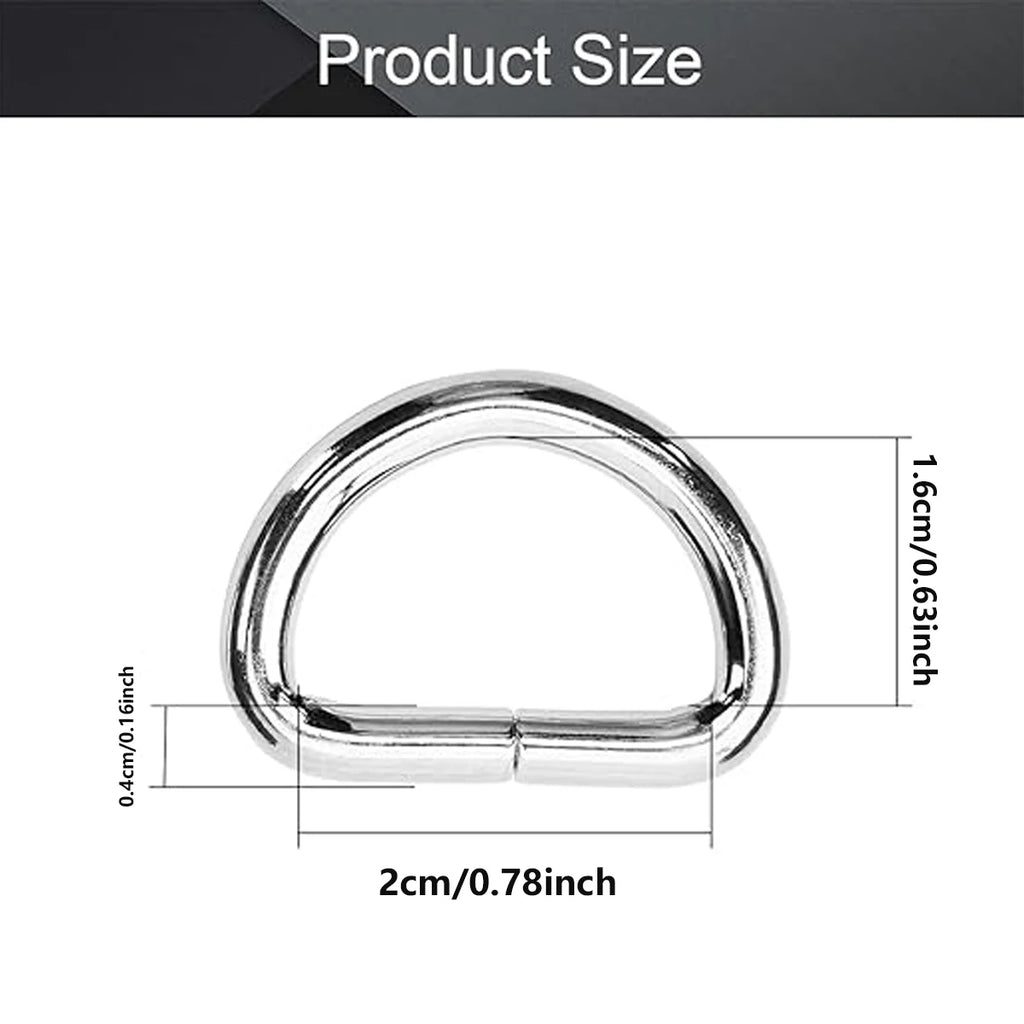 30/60/100Pcs D-ring buckle stainless steel semi-circular D-ring adjustable hardware bag belt process DIY accessories