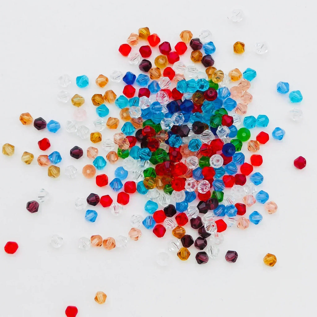 100PCS 4MM Shiny Faceted Austria Crystal Beads Bicone Beads Loose Spacer Beads for Jewelry Making DIY Bracelet Necklace Pendant