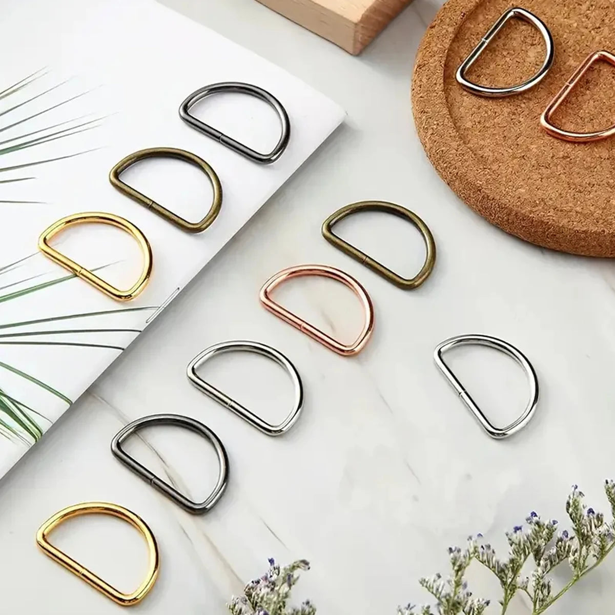 30/60/100Pcs D-ring buckle stainless steel semi-circular D-ring adjustable hardware bag belt process DIY accessories