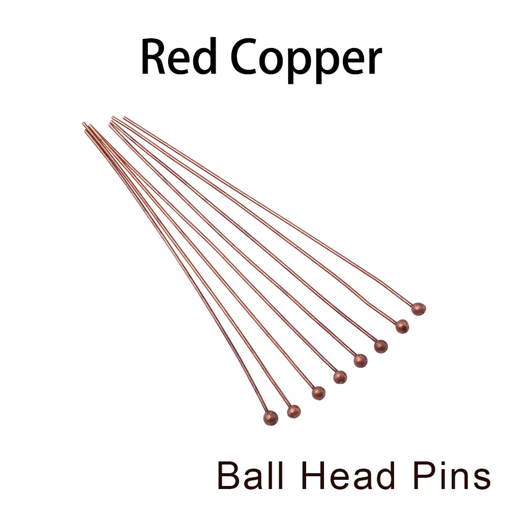 100-200Pcs/Lot 10-70mm Heads Eye Flat Head Pin Gold Plated Ball Head Pins for Jewelry Findings Making Accessories Supplies
