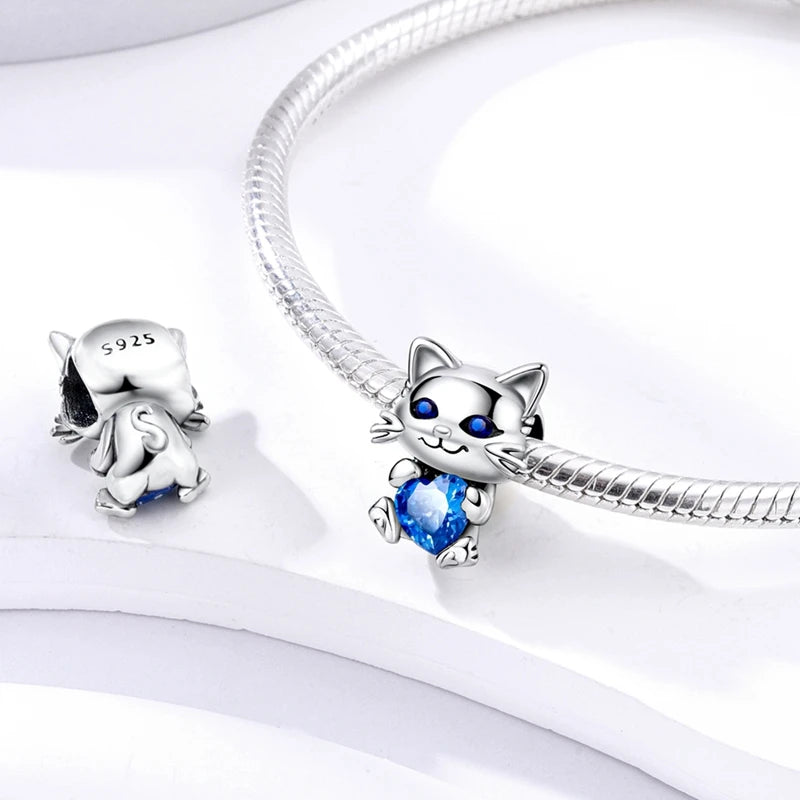 New 925 Sterling Silver Charm Beads Dog Cat Pets Pendant Fit Original Bracelet Necklace DIY Charm Jewelry Making