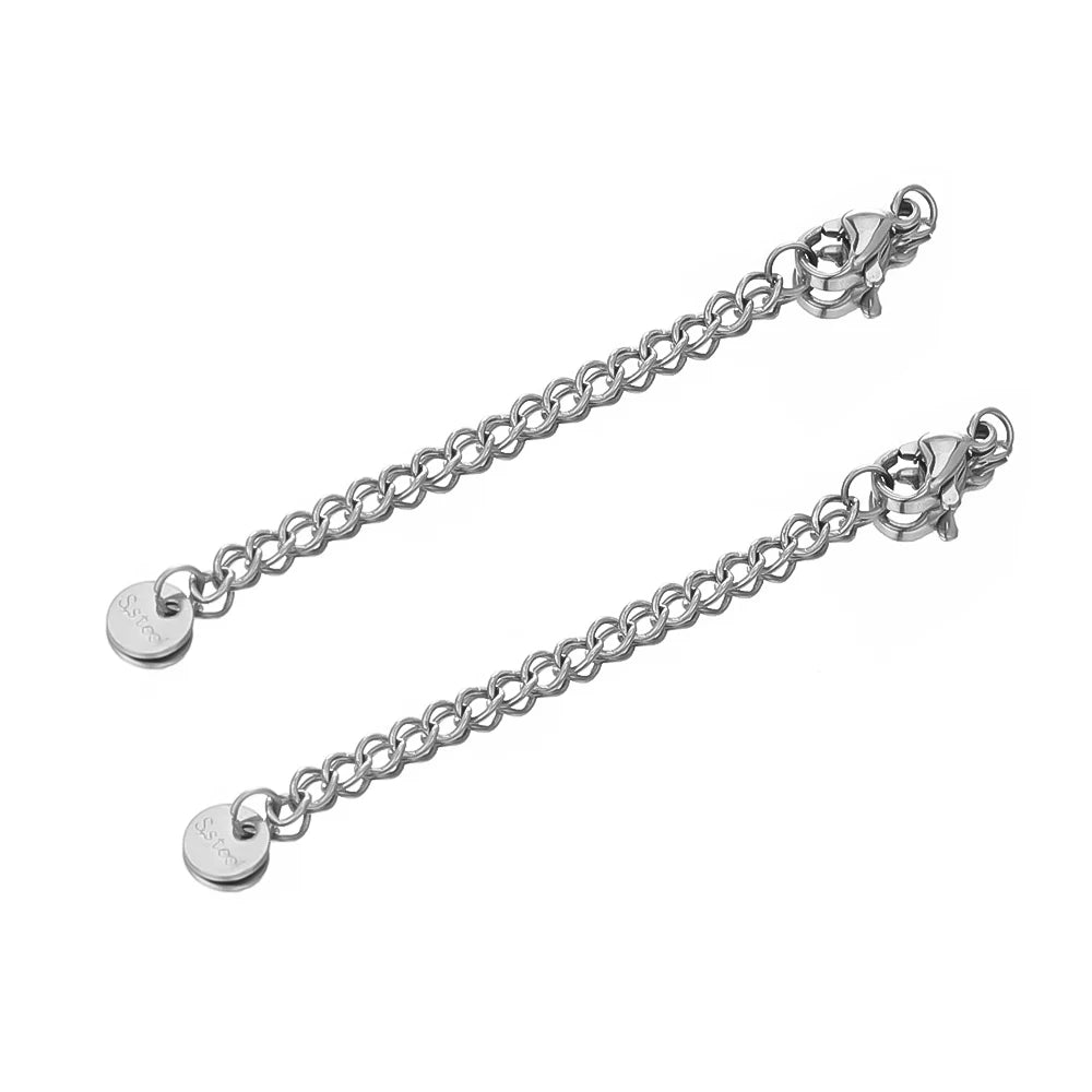 Stainless Steel Extension Chains with Extended Tail Lobster Clasps for DIY Jewelry Making Bracelet & Necklace Connectors