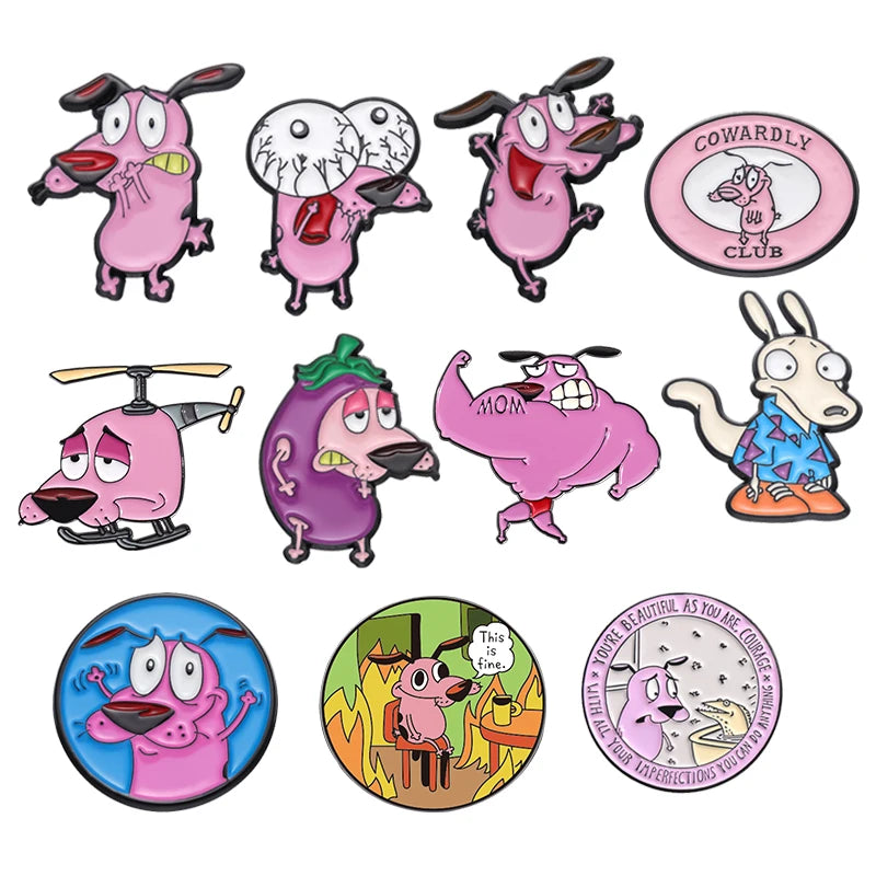 6-23Pcs/Set Humor Comedy Anime Movie Collected Enamel Pins Cartoon Role Red Eared Rabbit Cat Dog Brooch Lapel Badge Jewelry Gift