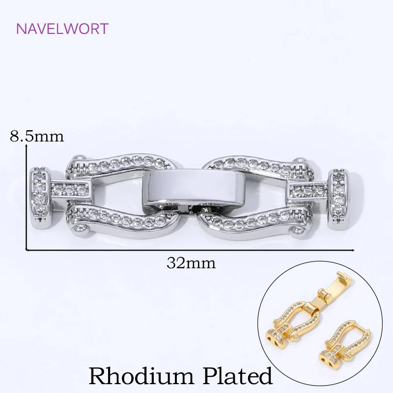 18K Gold Plated Brass Jewelry Clasps For Bracelets Making,With Zircon Connector Clasp,Locks For Jewelry,DIY Necklace Accessories