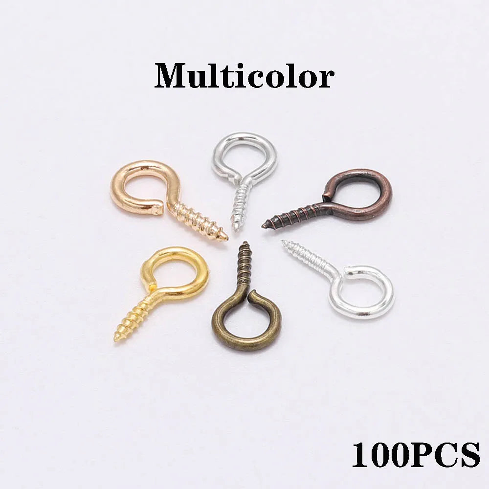 100-200pcs/lot Small Tiny Eye Pins Eyepins Hooks Eyelets Screw Threaded Clasps Hooks Supplies For Jewelry Findings Wholesale