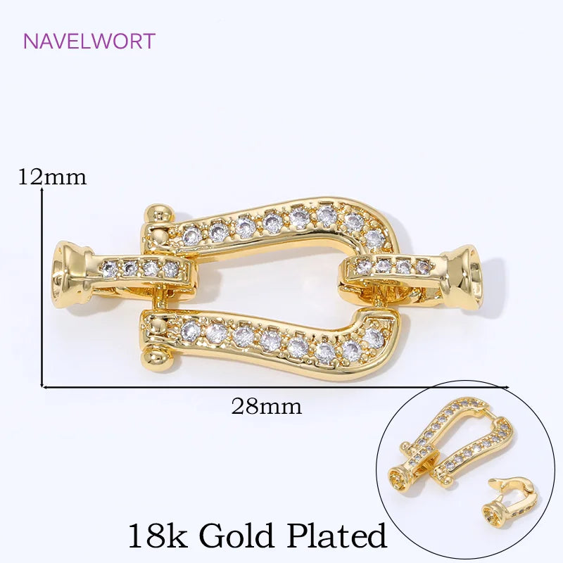 18K Gold Plated Brass Jewelry Clasps For Bracelets Making,With Zircon Connector Clasp,Locks For Jewelry,DIY Necklace Accessories