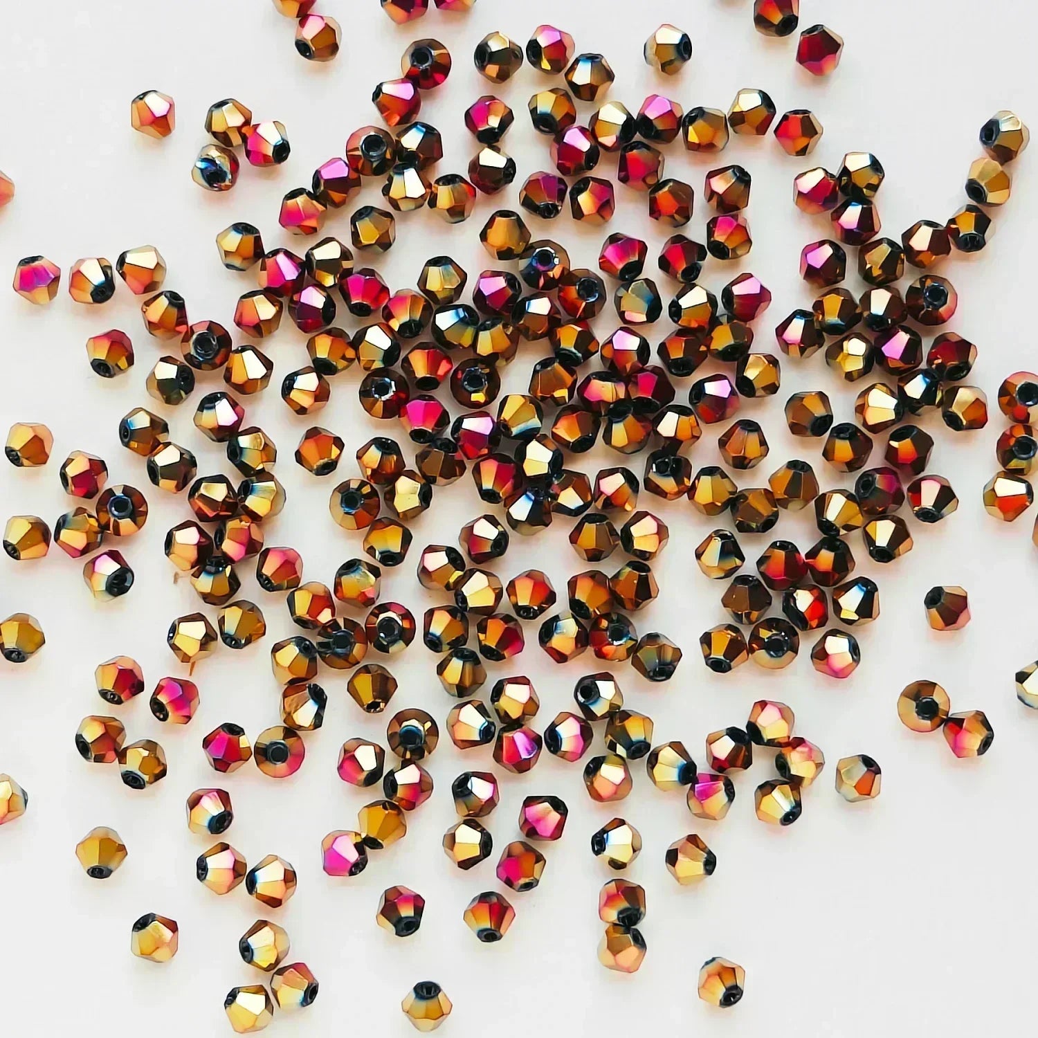 100PCS 4MM Shiny Faceted Austria Crystal Beads Bicone Beads Loose Spacer Beads for Jewelry Making DIY Bracelet Necklace Pendant