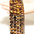 4mm/6mm/8mm/10mm/12mm/14mm Real Natural Tiger eye Stone Beads For Jewelry Making Brown Smooth Beaded Armbandjes Maken Perles