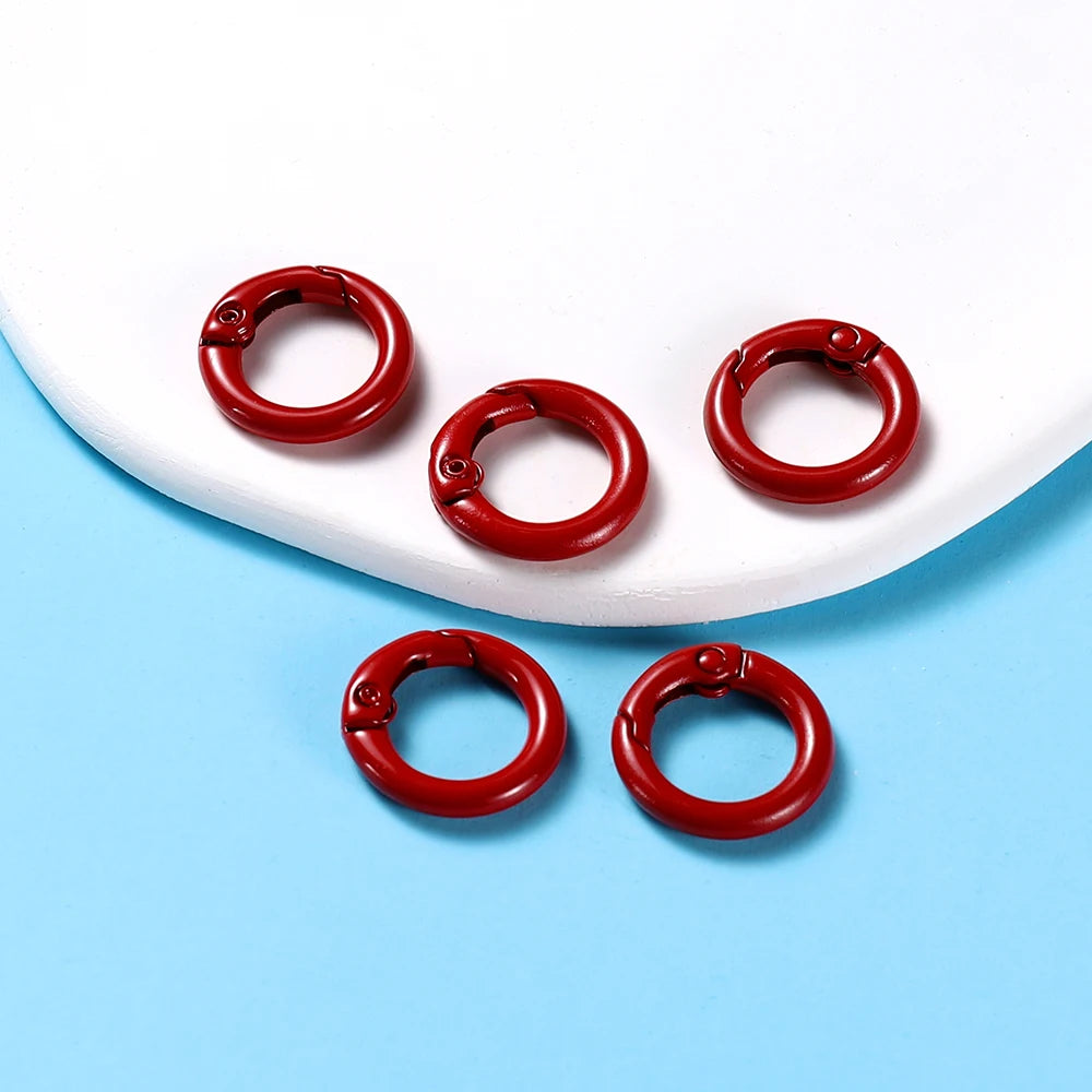 5Pcs/Lot 21 Colors Metal O Ring Spring Clasp Openable Round Carabiner Keychain Clips Hook Dog Chain DIY Jewelry Buckle Connector