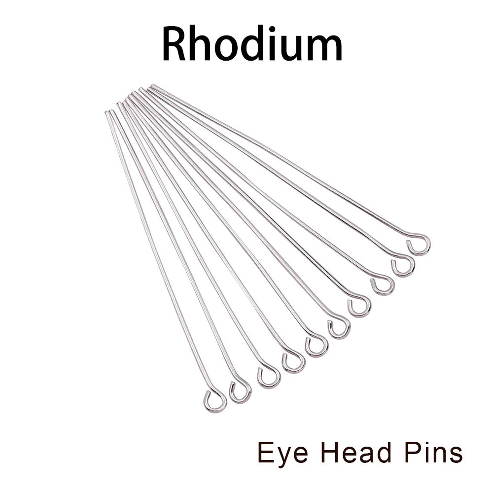 100-200Pcs/Lot 10-70mm Heads Eye Flat Head Pin Gold Plated Ball Head Pins for Jewelry Findings Making Accessories Supplies